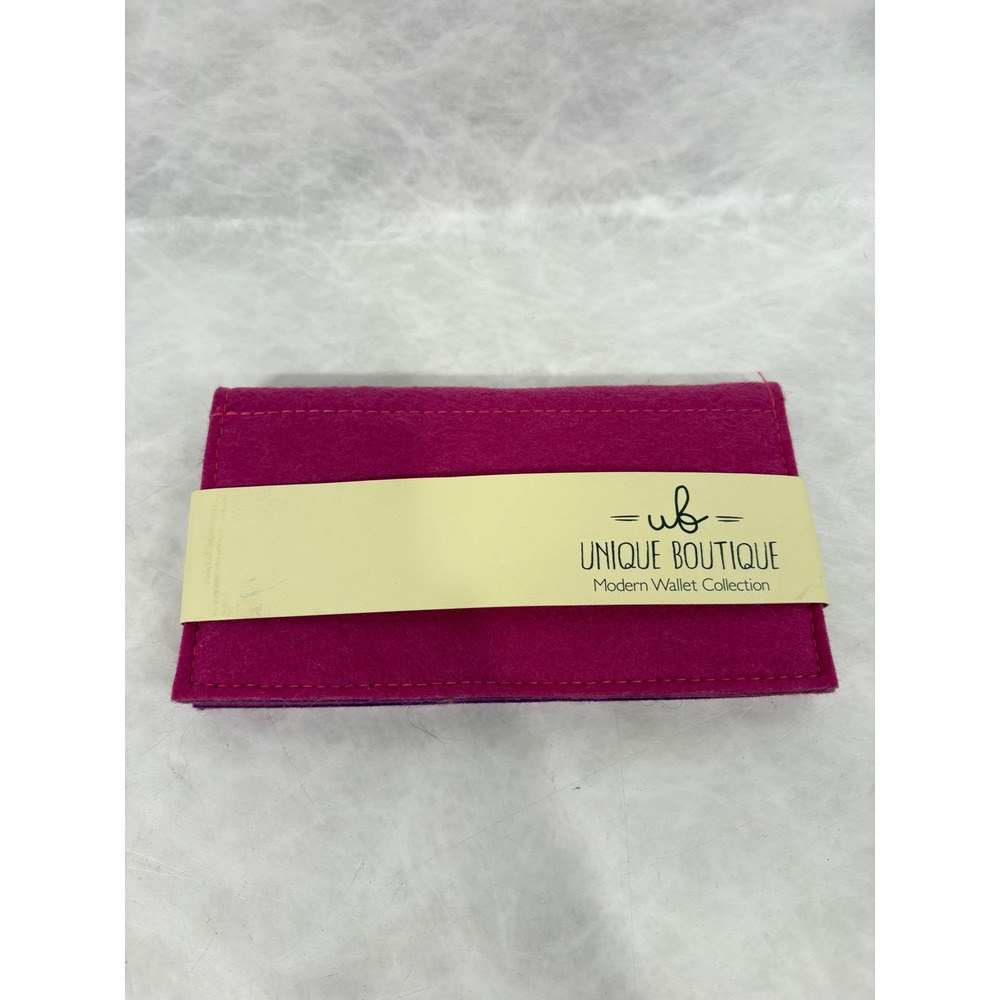 Unique Boutique‎ Modern Wallet Collection Fuchsia Pink Purple Felt Bifold Wallet